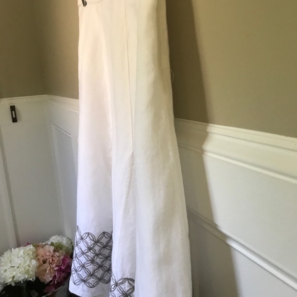 Chico's Ivory and Taup Linen A-Line Skirt Medium - Picture 6 of 6